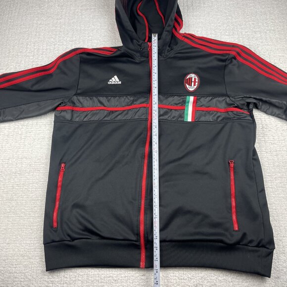 Adidas Ac Milan Full Zip Hoodie Sweatershirt Jersey Soccer Mens XL *Defect, Read - Picture 13 of 16